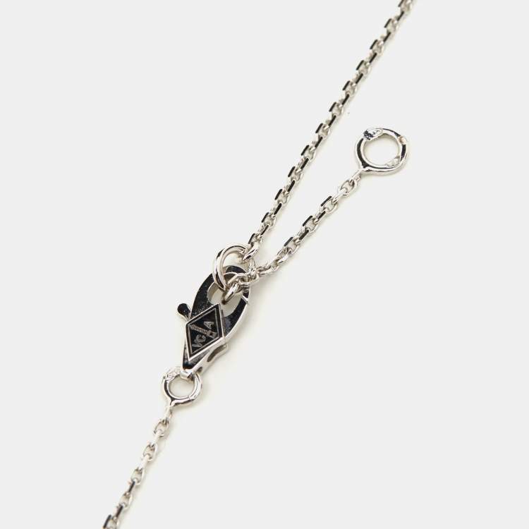 Pre Owned Van Cleef & Arpels Sweet Alhambra Diamond 18K White Gold Pendant Necklace