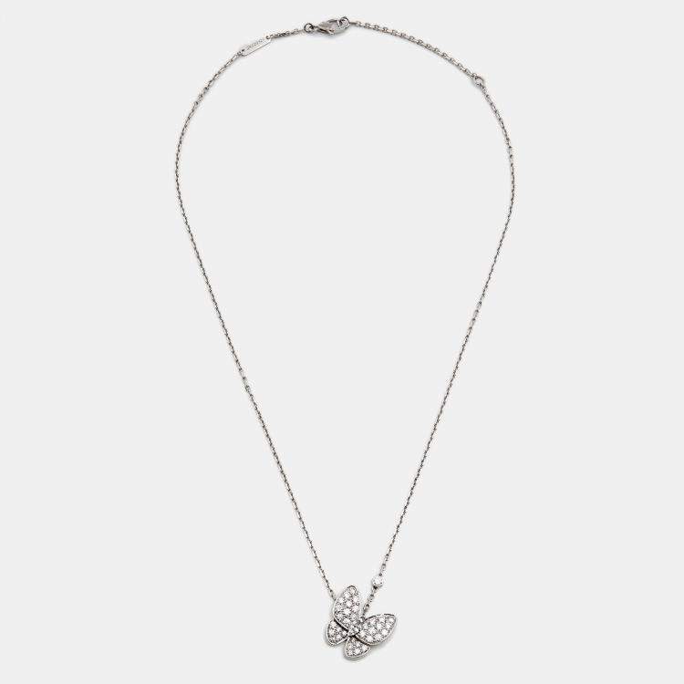 مملوكة مسبقًا Van Cleef & Arpels Butterfly Diamonds 18k White Gold Necklace