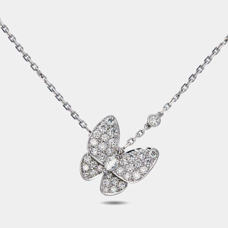 مملوكة مسبقًا Van Cleef & Arpels Butterfly Diamonds 18k White Gold Necklace