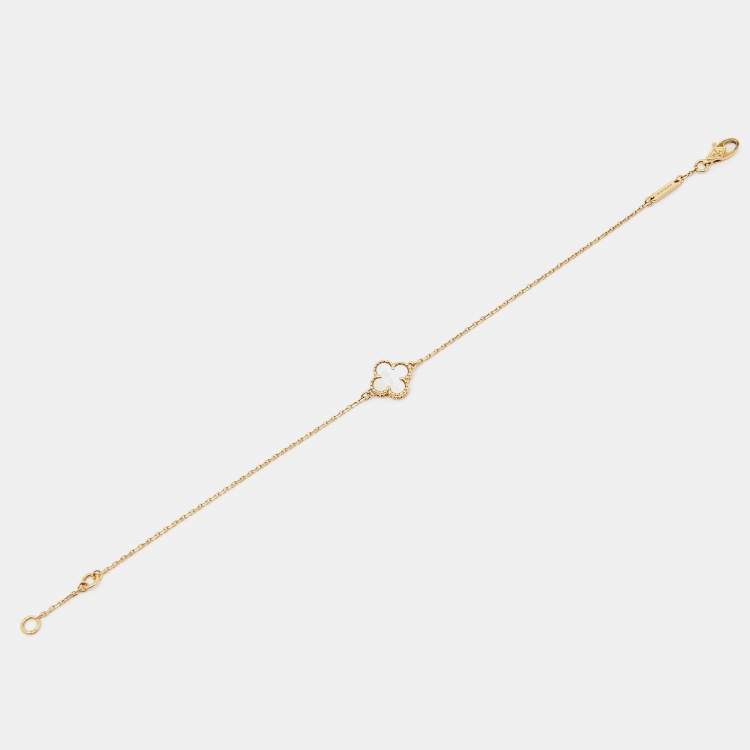 Pre Owned Van Cleef & Arpels Sweet Alhambra Mother of Pearl 18k Yellow Gold Bracelet