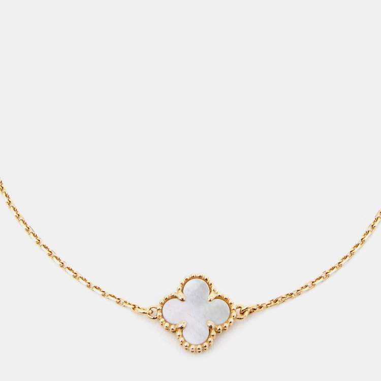 Pre Owned Van Cleef & Arpels Sweet Alhambra Mother of Pearl 18k Yellow Gold Bracelet