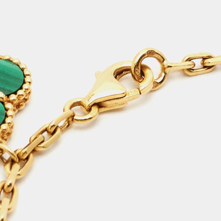 Pre Owned Van Cleef & Arpels Magic Alhambra Malachite 18K Yellow Gold Bracelet