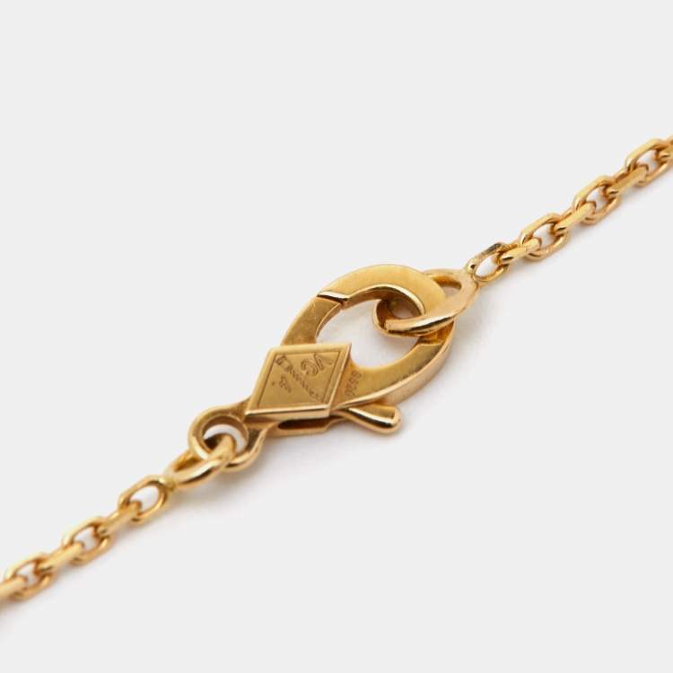 Pre Owned Van Cleef & Arpels Vintage Alhambra Mother of Pearl 18k Yellow Gold Necklace
