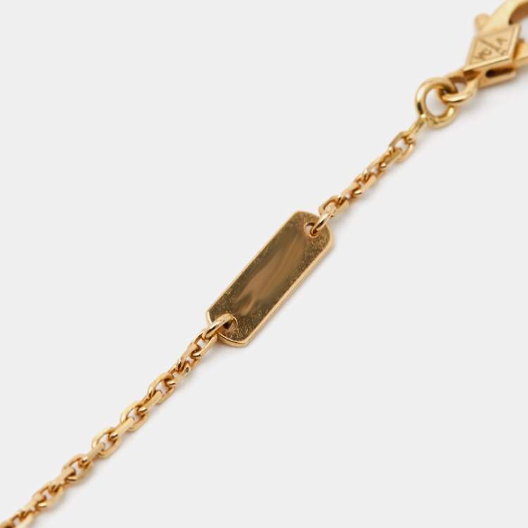 Pre Owned Van Cleef & Arpels Vintage Alhambra Mother of Pearl 18k Yellow Gold Necklace