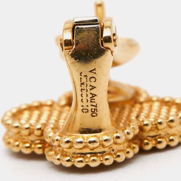 Pre Owned Van Cleef & Arpels Vintage Alhambra 18k Yellow Gold Earrings