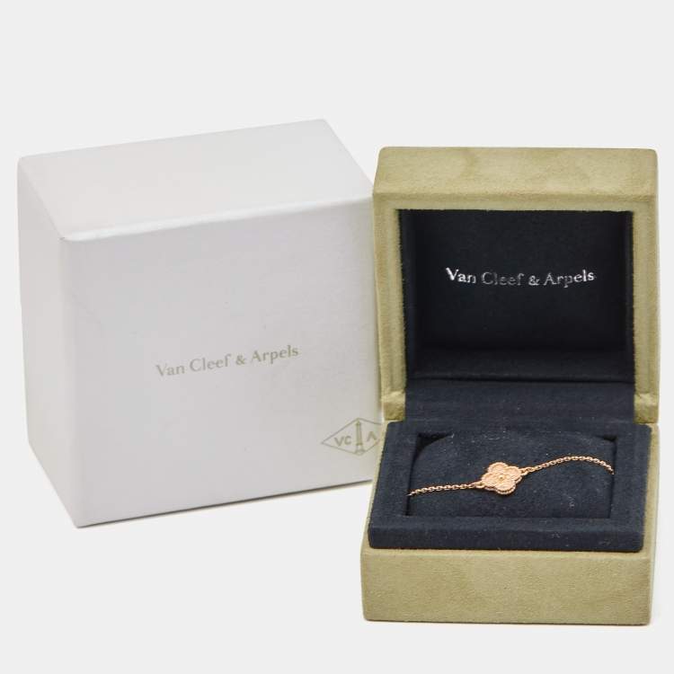 Pre Owned Van Cleef & Arpels Sweet Alhambra Textured 18k Rose Gold Bracelet