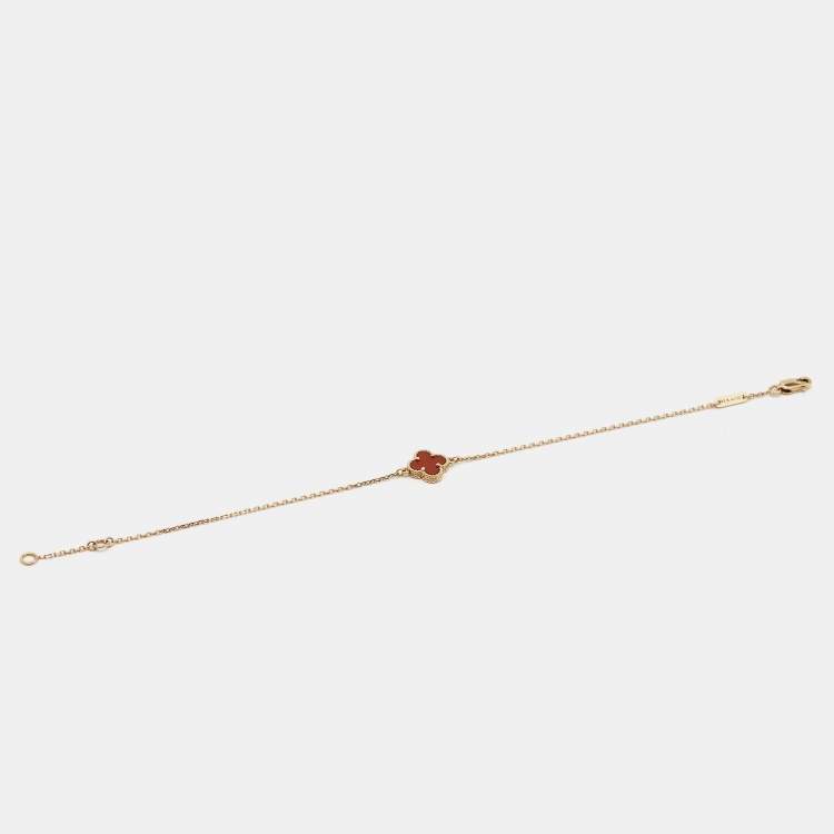 Pre Owned Van Cleef & Arpels Sweet Alhambra Carnelian 18k Rose Gold Bracelet