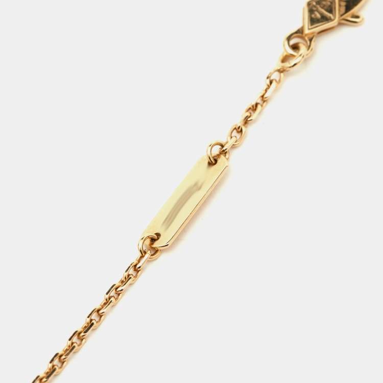 Pre Owned Van Cleef & Arpels Vintage Alhambra Guilloché 18k Yellow Gold Pendant Necklace