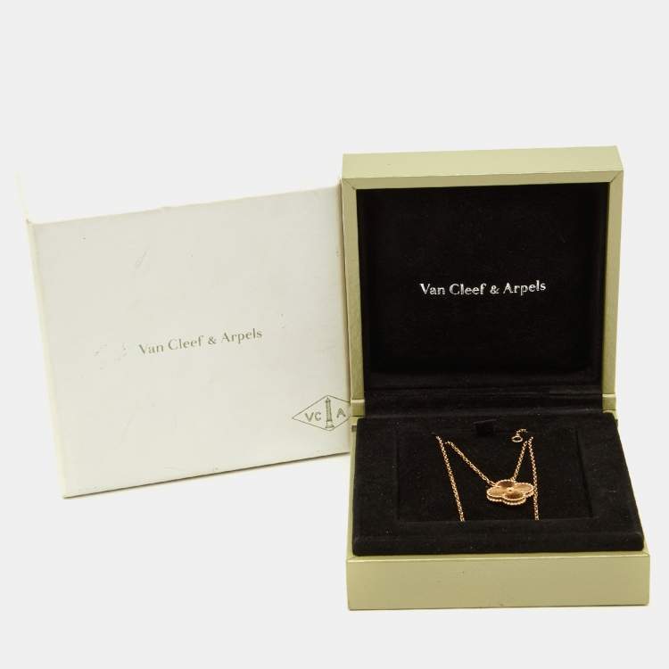 Pre Owned Van Cleef & Arpels Vintage Alhambra Guilloché 18k Yellow Gold Pendant Necklace
