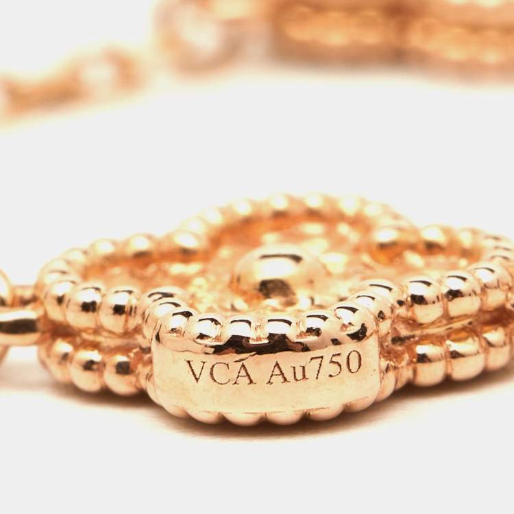 Pre Owned Van Cleef & Arpels Sweet Alhambra 6 Motif Textured 18K Rose Gold Charm Bracelet 