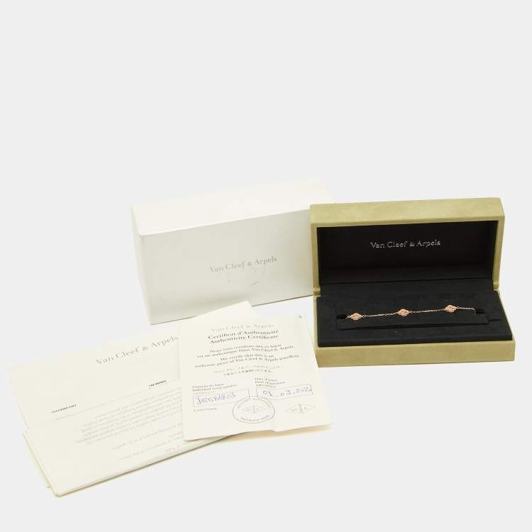 Pre Owned Van Cleef & Arpels Sweet Alhambra 6 Motif Textured 18K Rose Gold Charm Bracelet 