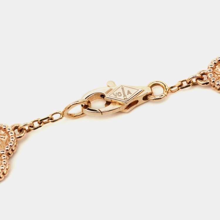 Pre Owned Van Cleef & Arpels Sweet Alhambra 6 Motif Textured 18K Rose Gold Charm Bracelet 