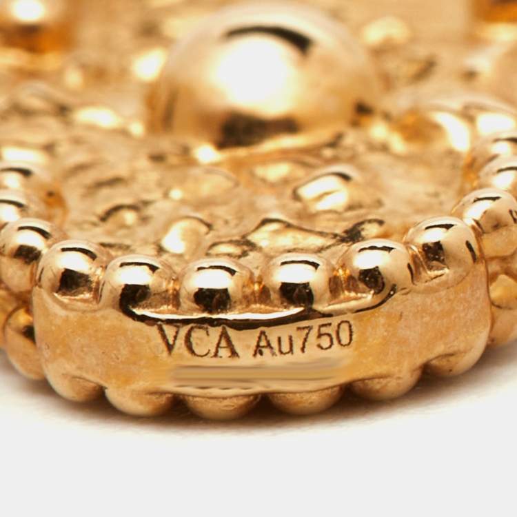 Pre Owned Van Cleef & Arpels Vintage Alhambra Textured 18k Yellow Gold 20 Motif Long Station Necklace