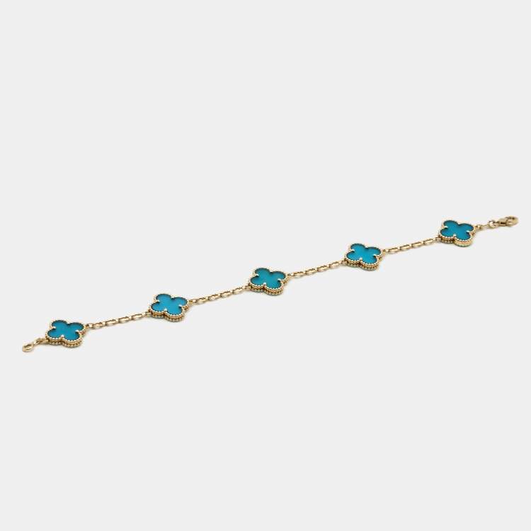 VAN CLEEF & ARPELS - Vintage Alhambra yellow-gold agate bracelet