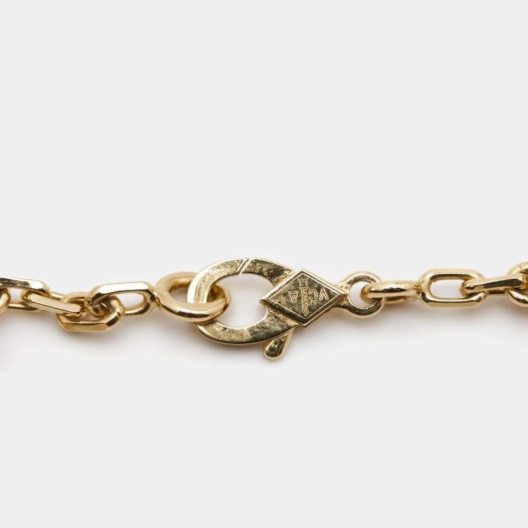 Pre Owned Van Cleef & Arpels Vintage Alhambra Carnelian 18k Yellow Gold Necklace