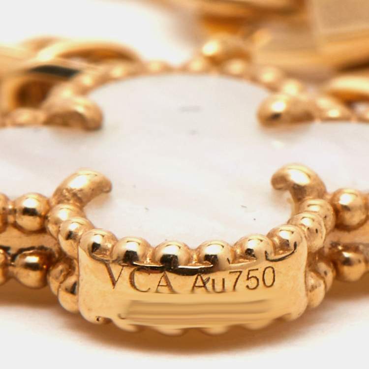 Pre Owned Van Cleef & Arpels Magic Alhambra Mother of Pearl Onyx 18k Yellow Gold Necklace