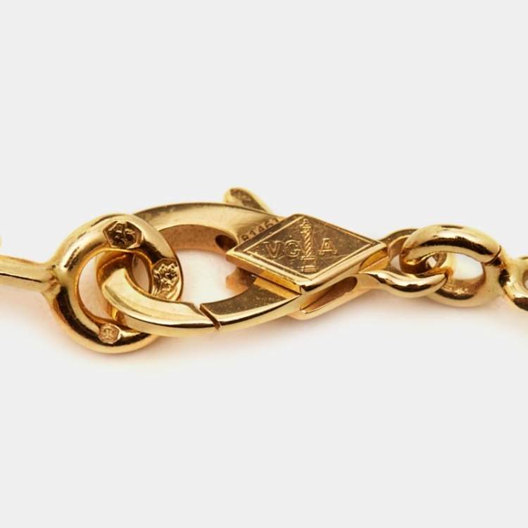 Pre Owned Van Cleef & Arpels Vintage Alhambra Carnelian 18k Yellow Gold Bracelet