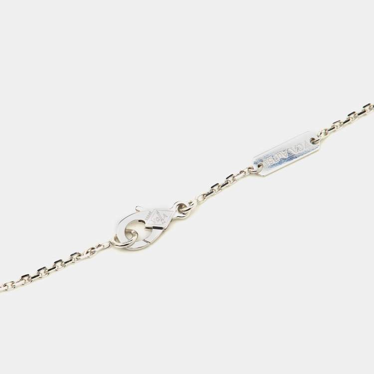 Pre Owned Van Cleef & Arpels Vintage Alhambra Celadon Sèvres Porcelain Diamond 18K White Gold 2022 Holiday Pendant Necklace