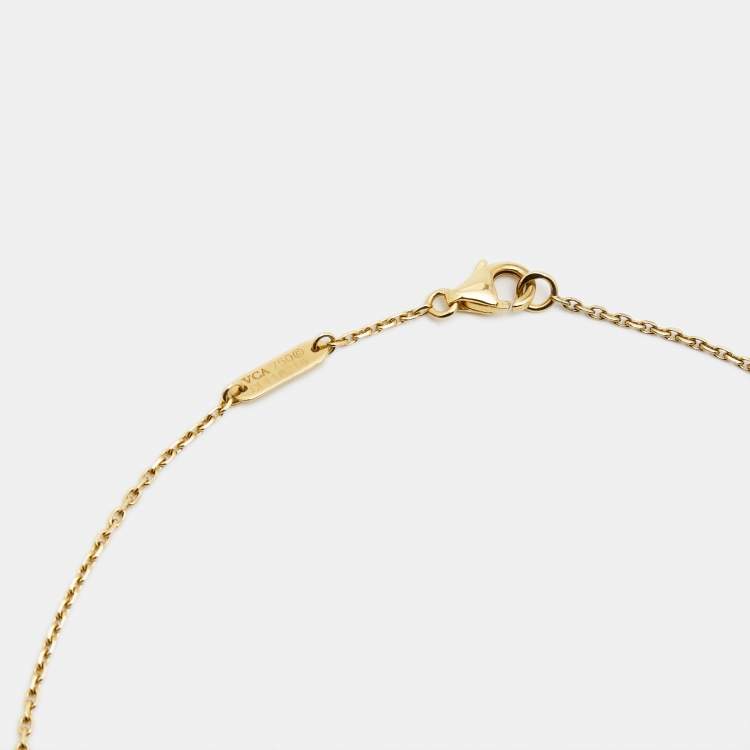 Pre Owned Van Cleef & Arpels Vintage Alhambra Mother of Pearl 18k Yellow Gold Necklace