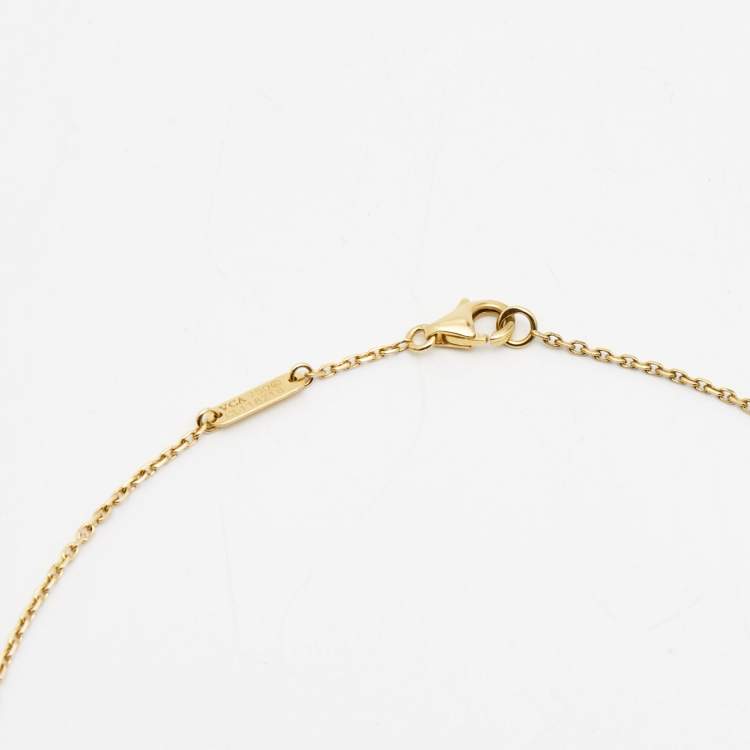 Pre Owned Van Cleef & Arpels Vintage Alhambra Mother of Pearl 18k Yellow Gold Necklace