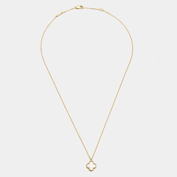 Pre Owned Van Cleef & Arpels Sweet Alhambra Mother of Pearl 18k Yellow Gold Necklace