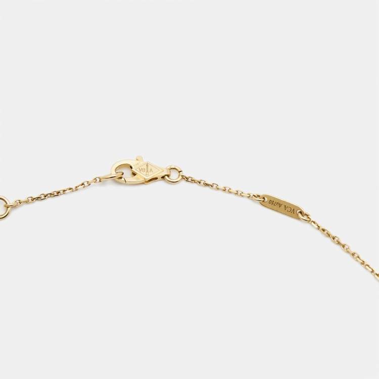 Pre Owned Van Cleef & Arpels Sweet Alhambra Mother of Pearl 18k Yellow Gold Necklace