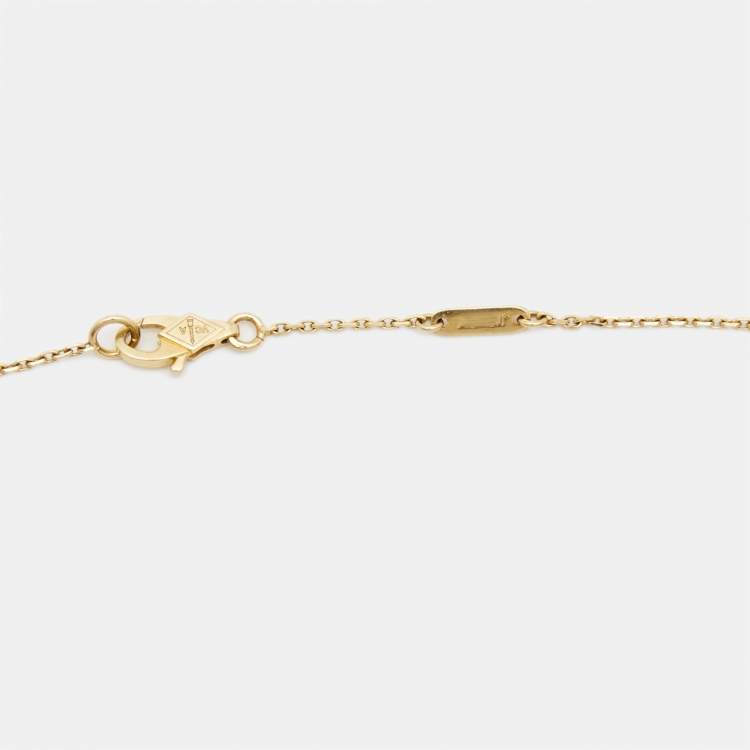 Pre Owned Van Cleef & Arpels Sweet Alhambra Mother of Pearl 18k Yellow Gold Necklace