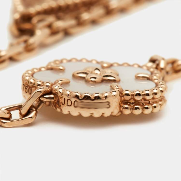 Pre Owned Van Cleef & Arpels Lucky Spring 5 Motif Multi Gemstone 18K Rose Gold Charm Bracelet