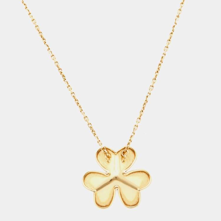 Pre Owned Van Cleef & Arpels Frivole Diamond 18K Yellow Gold Pendant Necklace