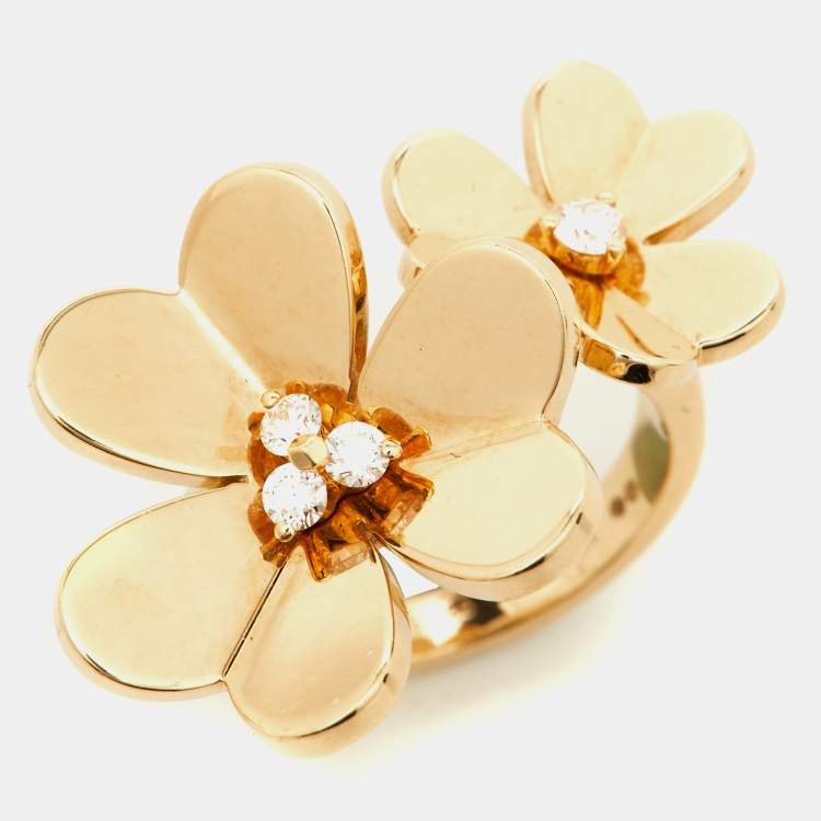 Pre Owned  Van Cleef & Arpels Frivole Between the Finger Diamond 18K Yellow Gold Ring Size 55