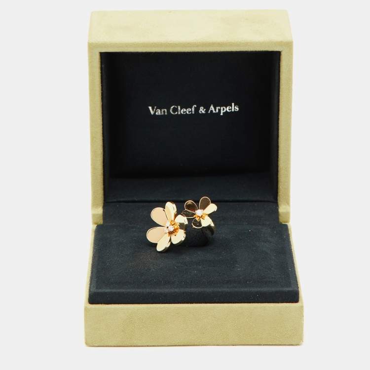 Pre Owned  Van Cleef & Arpels Frivole Between the Finger Diamond 18K Yellow Gold Ring Size 55