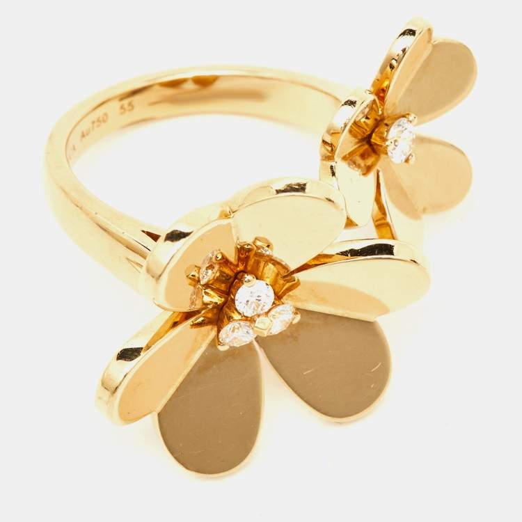 Pre Owned  Van Cleef & Arpels Frivole Between the Finger Diamond 18K Yellow Gold Ring Size 55