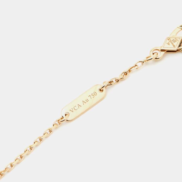 Pre Owned Van Cleef & Arpels Vintage Alhambra Malachite 18k Yellow Gold Necklace 