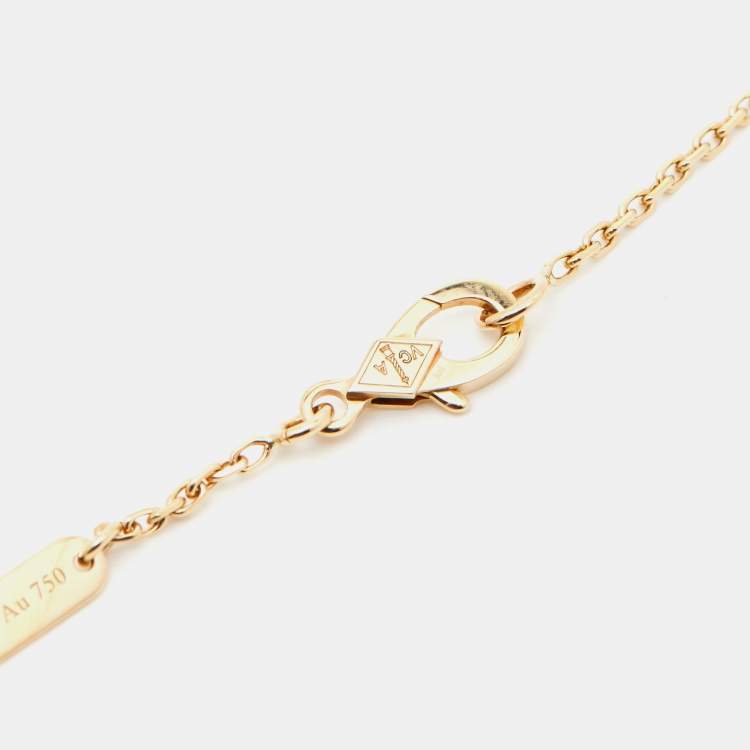 Pre Owned Van Cleef & Arpels Vintage Alhambra Malachite 18k Yellow Gold Necklace 