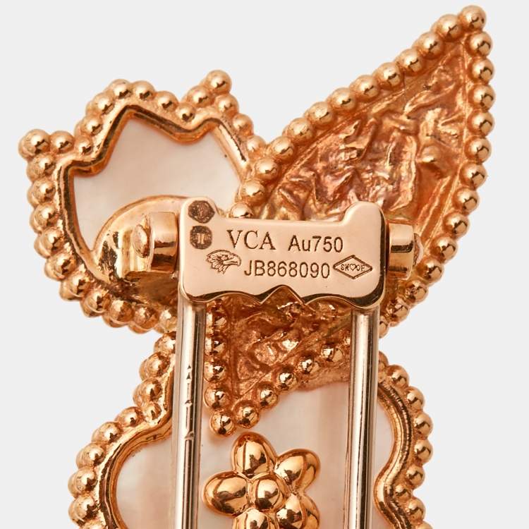 Pre Owned Van Cleef & Arpels Lucky Spring  Multi Gemstone 18k Rose Gold Brooch