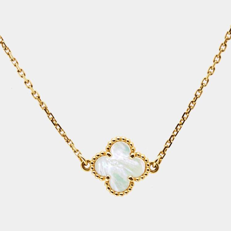 Pre Owned Van Cleef & Arpels Sweet Alhambra Mother of Pearl 18K Yellow Gold Bracelet