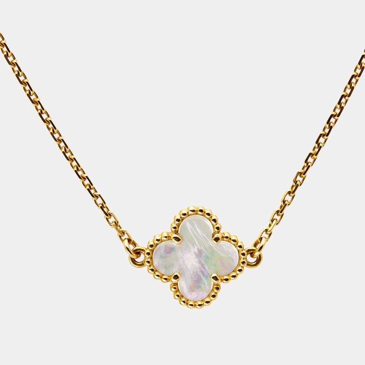 Pre Owned Van Cleef & Arpels Sweet Alhambra Mother of Pearl 18K Yellow Gold Bracelet