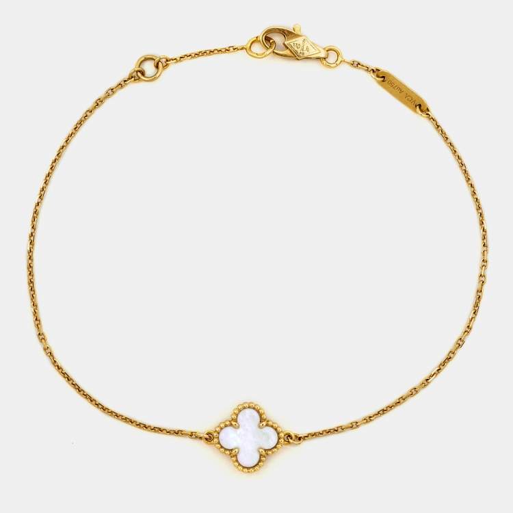 Pre Owned Van Cleef & Arpels Sweet Alhambra Mother of Pearl 18K Yellow Gold Bracelet