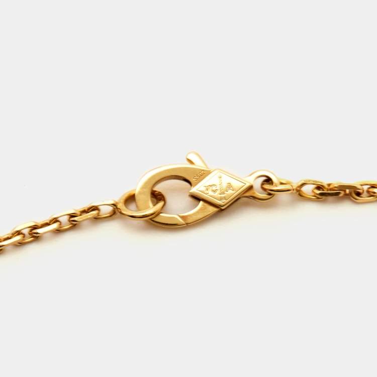 Pre Owned Van Cleef & Arpels Magic Alhambra 1 Motif Onyx 18K Yellow Gold Long Pendant Necklace