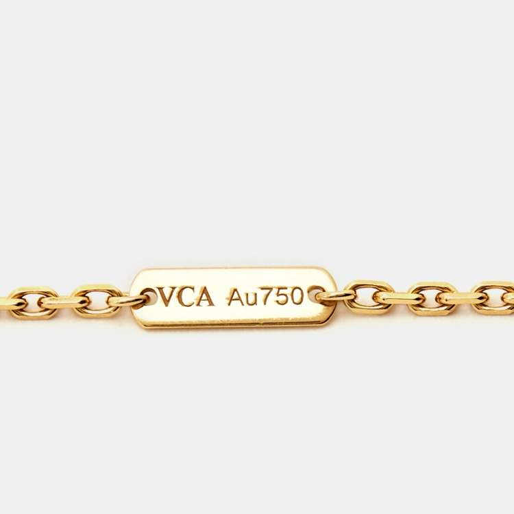 Pre Owned Van Cleef & Arpels Magic Alhambra 1 Motif Onyx 18K Yellow Gold Long Pendant Necklace