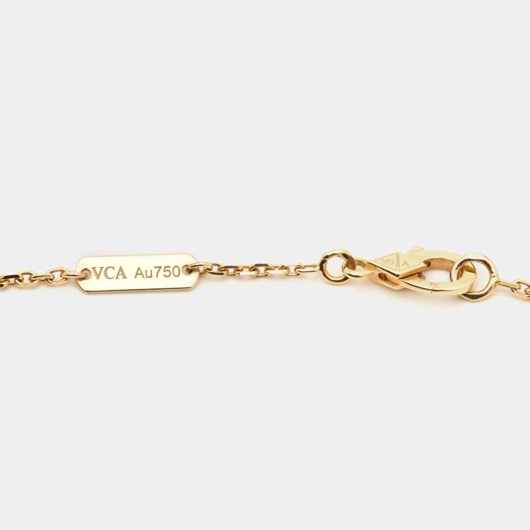 Pre Owned Van Cleef & Arpels Vintage Alhambra Mother of Pearl 18K Yellow Gold Necklace