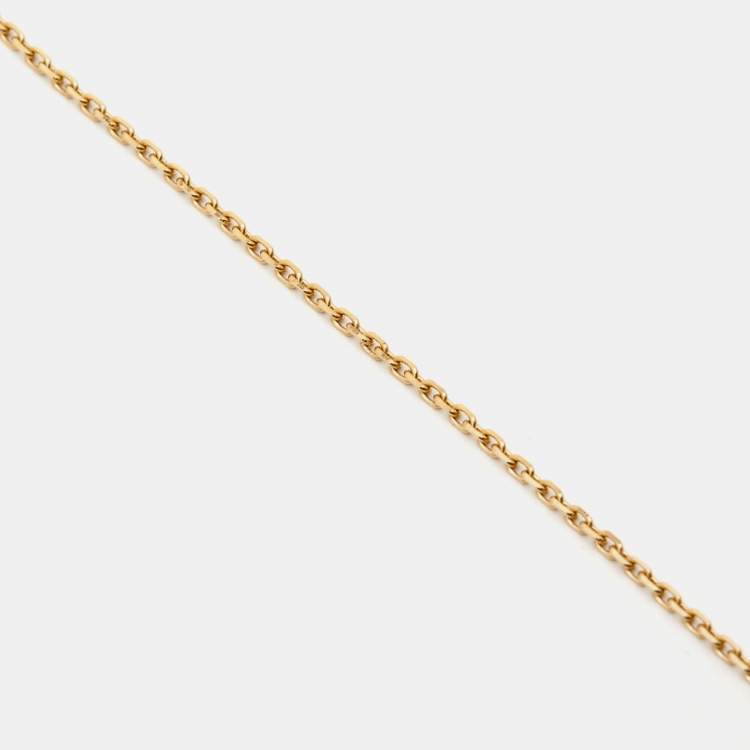 Pre Owned Van Cleef & Arpels Vintage Alhambra Guilloche 18k Yellow Gold Necklace