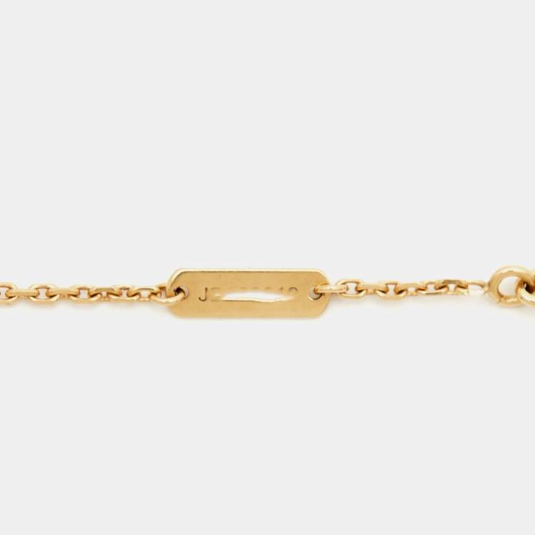 Pre Owned Van Cleef & Arpels Vintage Alhambra Guilloche 18k Yellow Gold Necklace