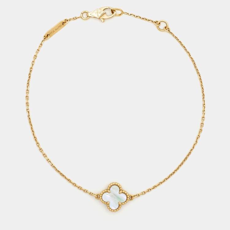Pre Owned Van Cleef & Arpels Sweet Alhambra Mother of Pearl 18K Yellow Gold Bracelet