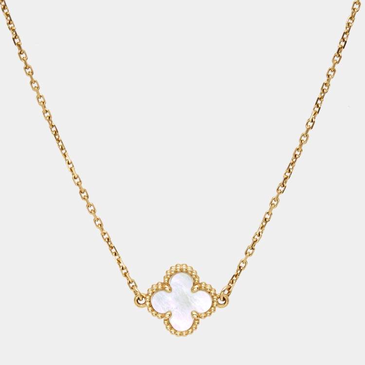 Pre Owned Van Cleef & Arpels Sweet Alhambra Mother of Pearl 18K Yellow Gold Bracelet