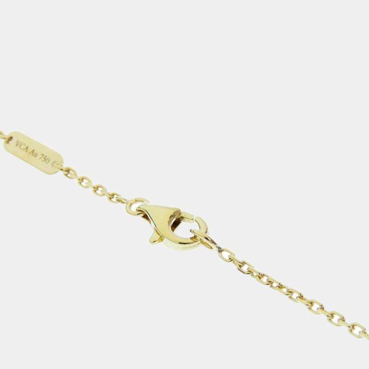 Pre Owned Van cleef & arpels 18k yellow gold vintage alhambra Mother of Pearl pendant necklace