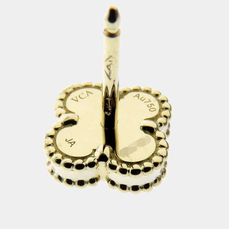 Pre Owned Van Cleef & Arpels 18K Yellow Gold Mother Of Pearl Sweet Alhambra Earrings