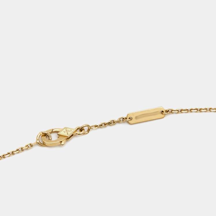 Pre Owned Van Cleef & Arpels Vintage Alhambra Onyx 18k Yellow Gold Necklace
