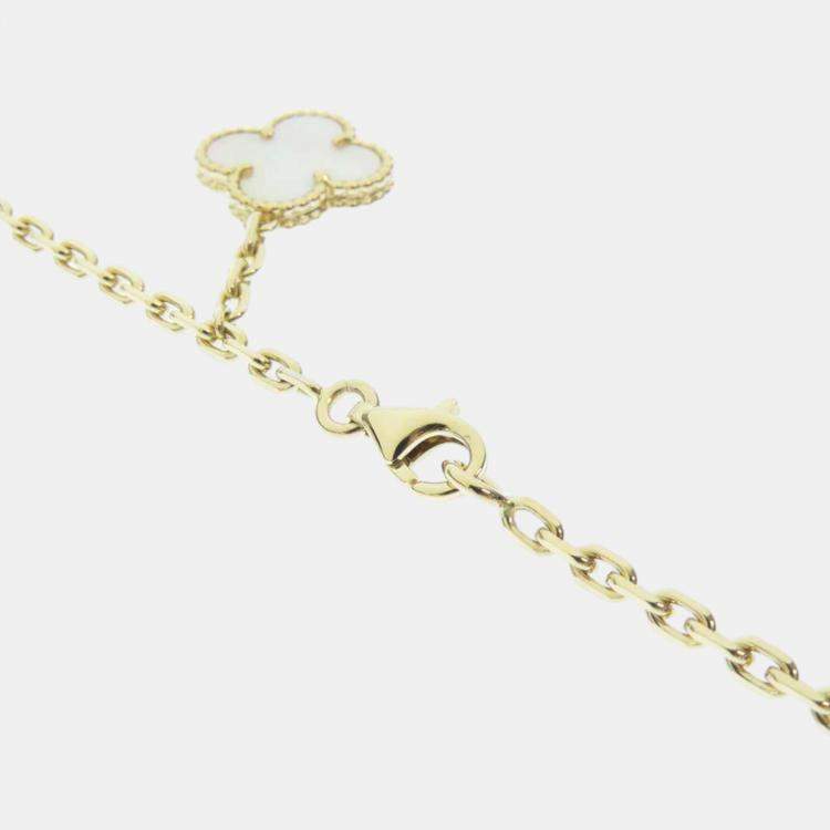 Pre Owned Van Cleef & Arpels 18K Yellow Gold Mother of Pearl Magic Alhambra 6 Motifs Necklace