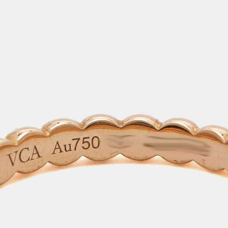 Pre Owned Van Cleef & Arpels Perlée 18k Rose Gold Medium Model Ring Size 55